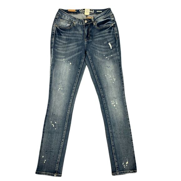 Project Indigo Skinny Jeans Women's Size 2 Distressed Mid Rise Stretch Blue Pant - Picture 1 of 9